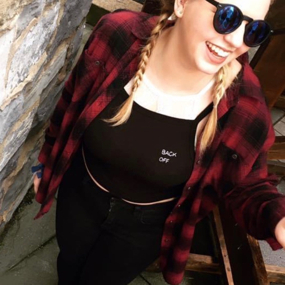 LA Hearts Black & Maroon Plaid Flannel Shirt
